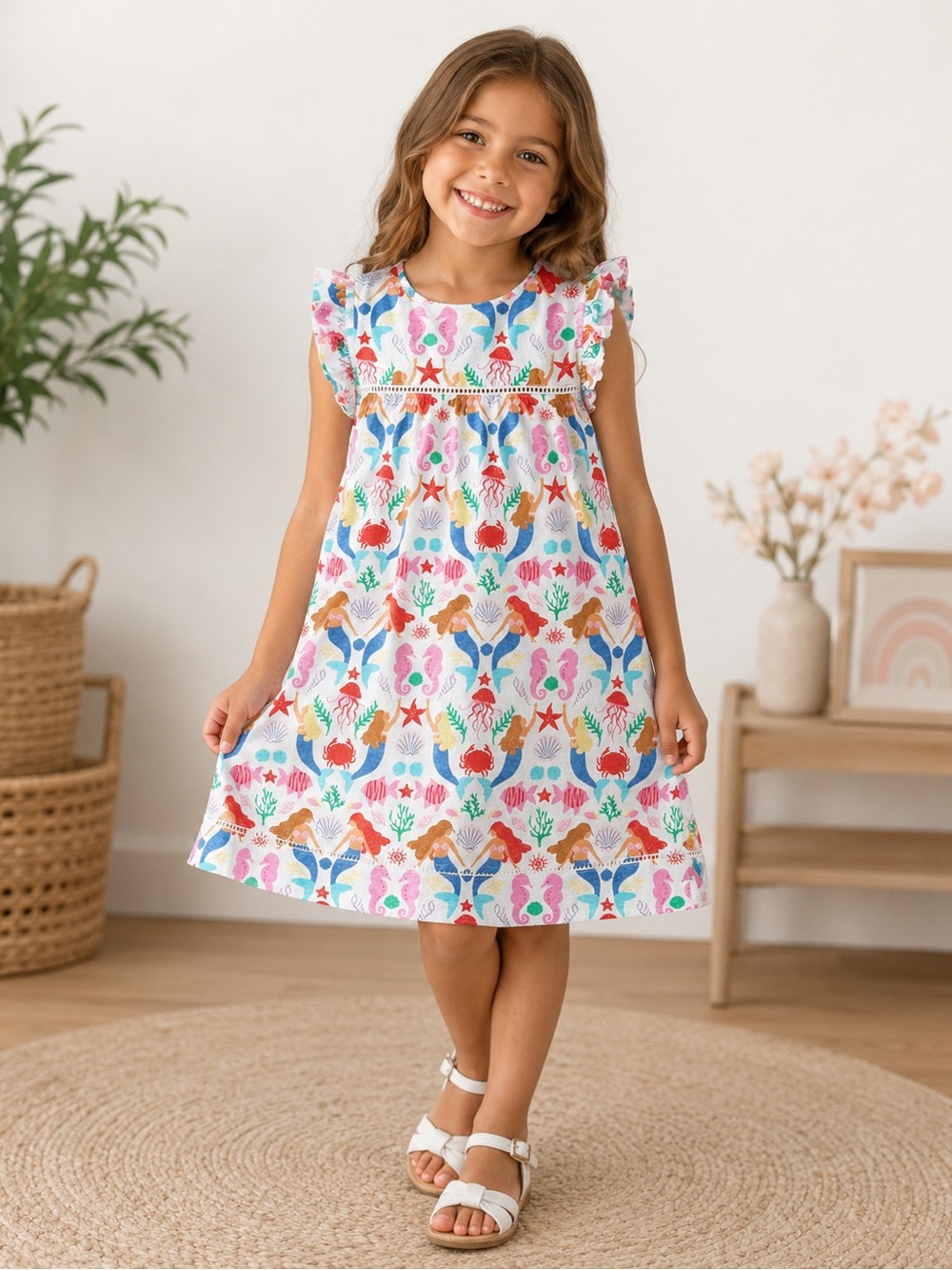 Mini Boden Multicolor Mermaid & Sea Creatures Dress